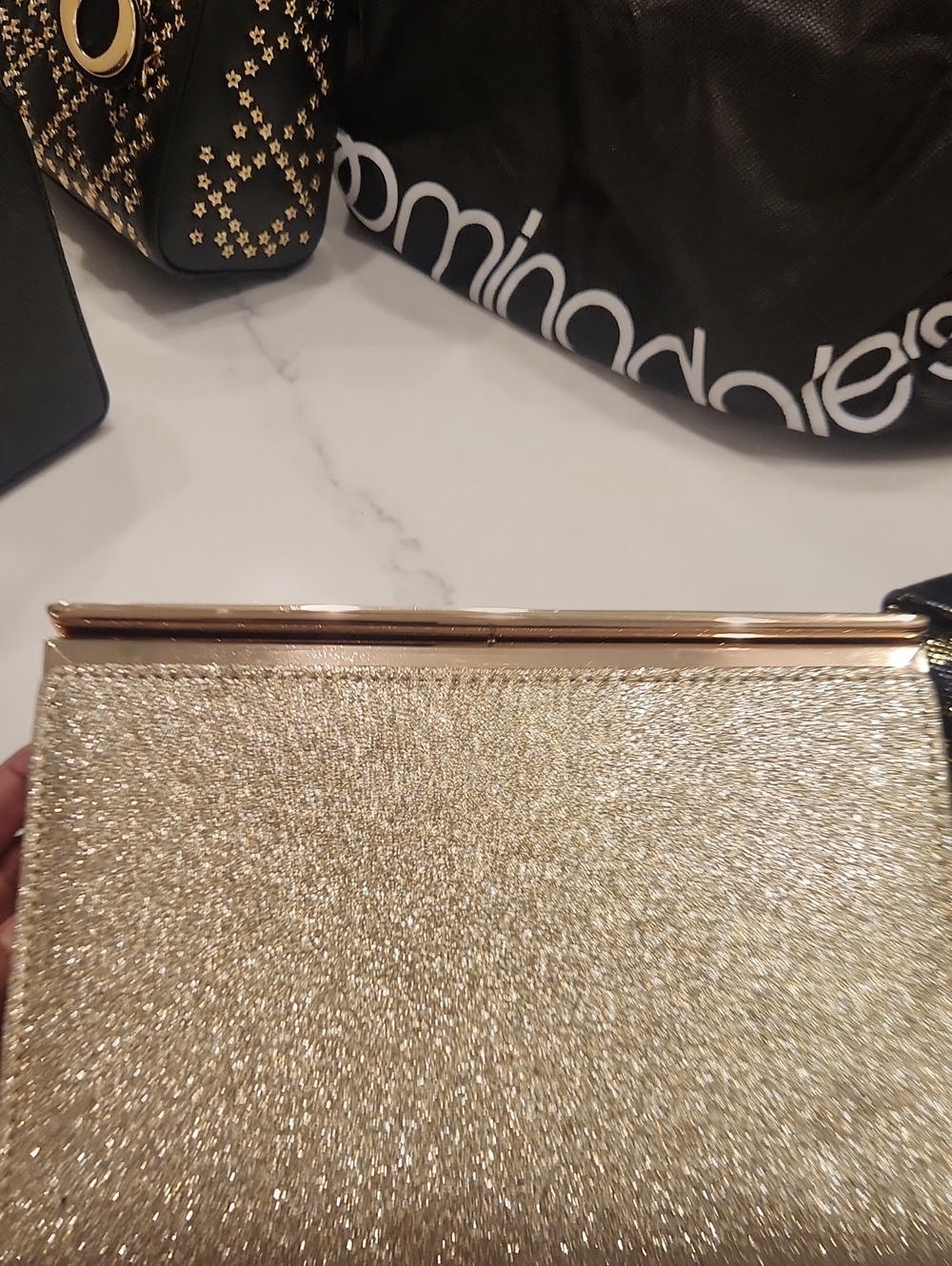 Aldo Gold Glitter Frame Clutch
